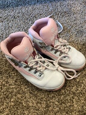 Timberland Kids Pink and White Boots